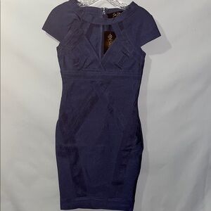 Elegant Charcoal Blue Mini Bondage Dress